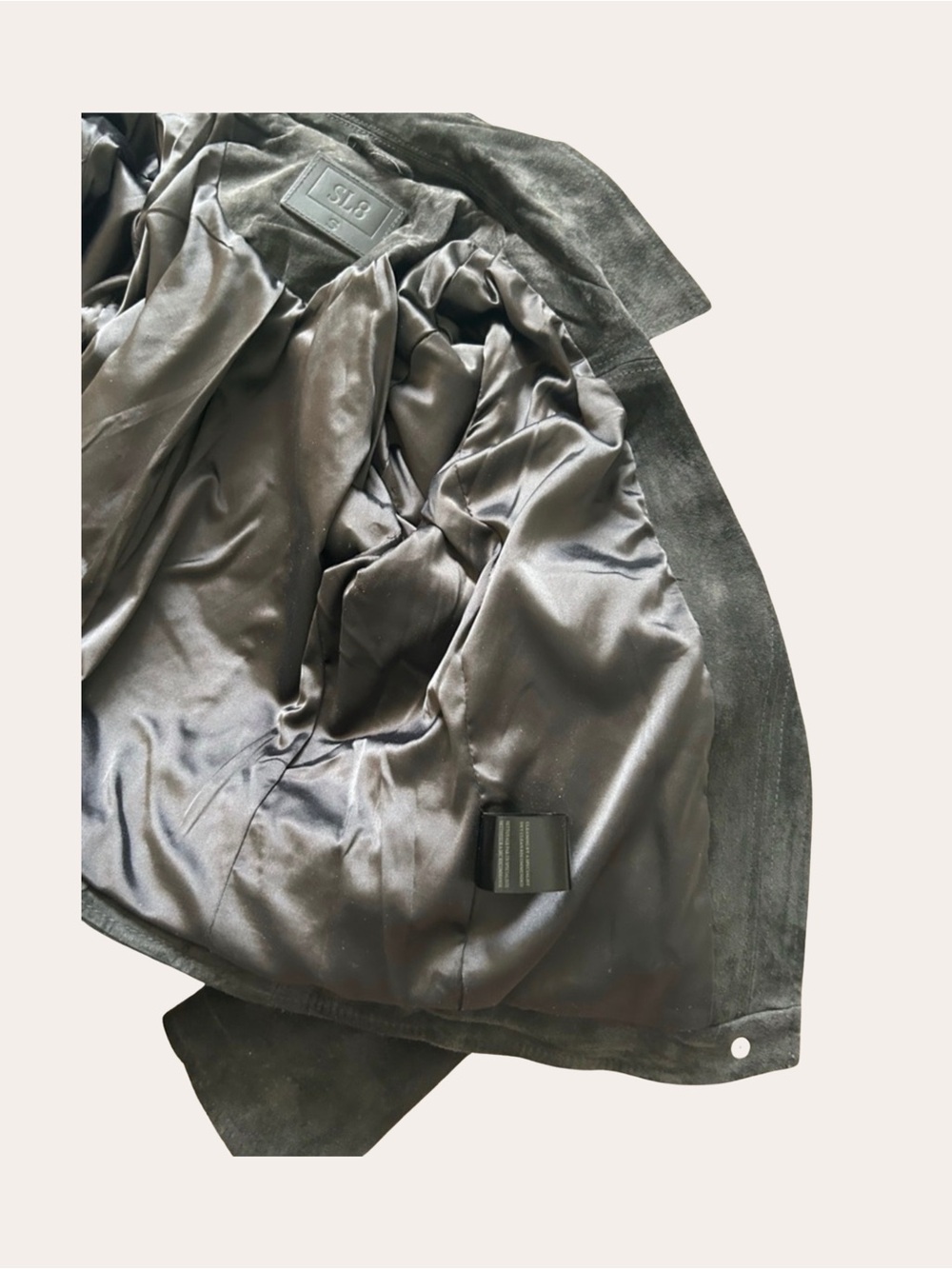 Blank NYC SL8 Charcoal Gray Cropped Suede Moto Jacket Silver Zip Size Small - Picture 12 of 14